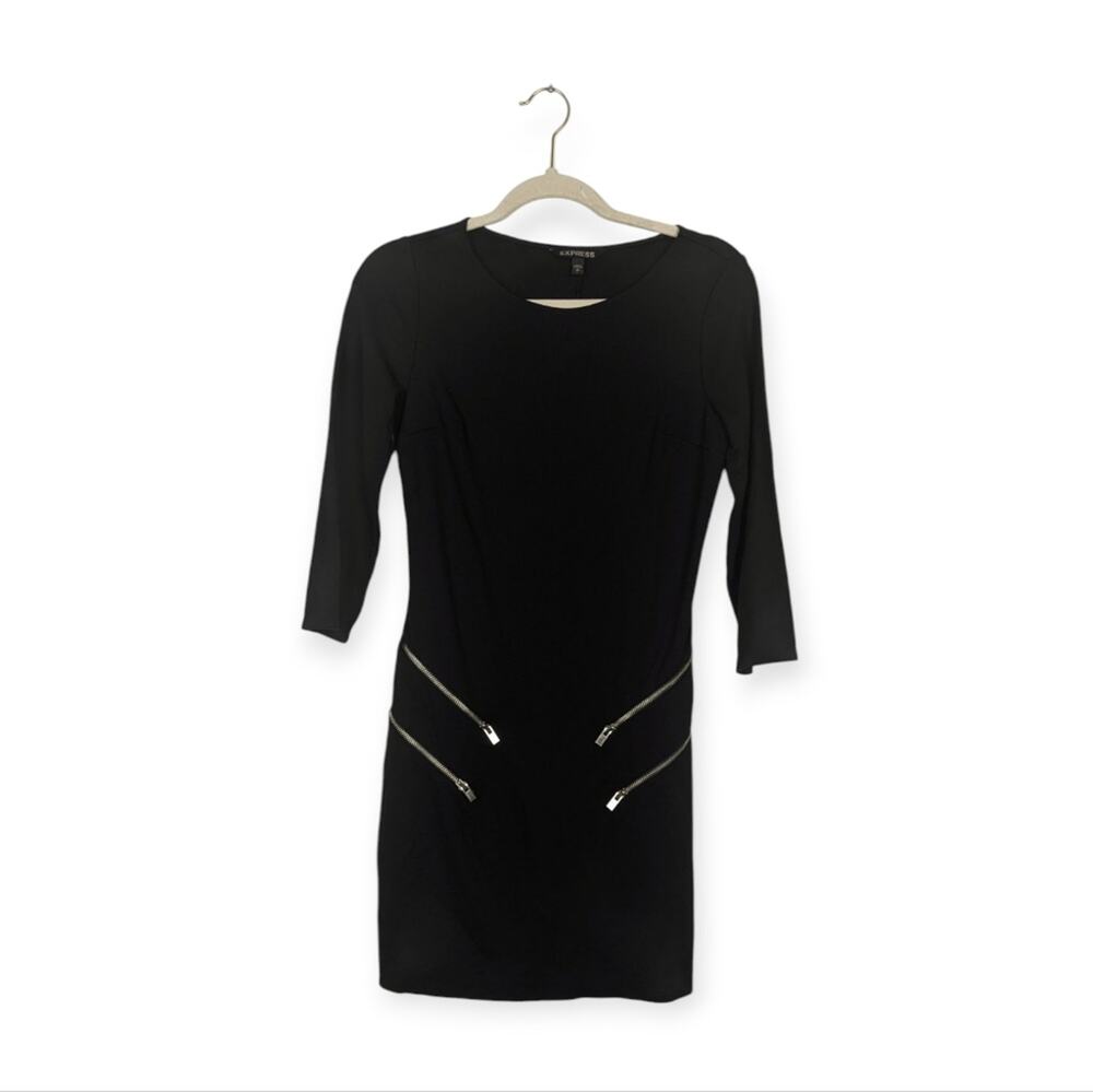 Express Black Zipper Long Sleeve Cocktail Dress Size S